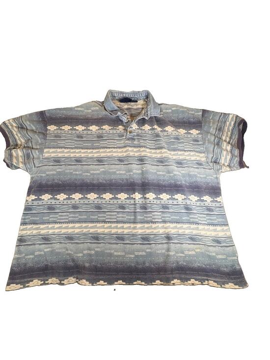 Faded Glory Other - Vintage Faded Glory Polo Shirt Mens 3XL Blue Tribal Aztec Southwestern Y2K